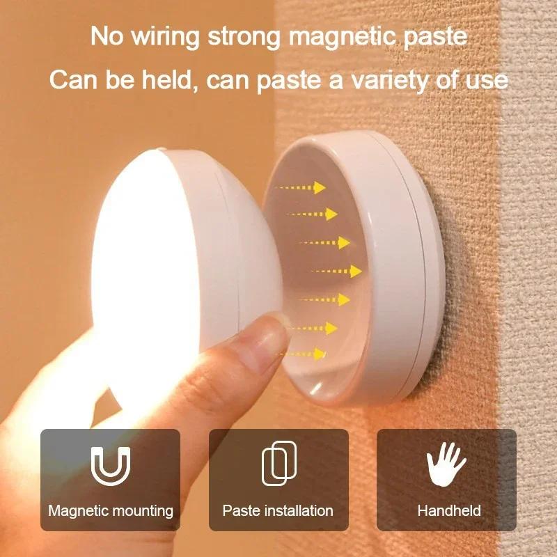USB Rechargeable 360° Rotating Body Sensing LED Night Light Magnetic for Bedside Home Bedroom Hallway Cabinet Kid Room Decor