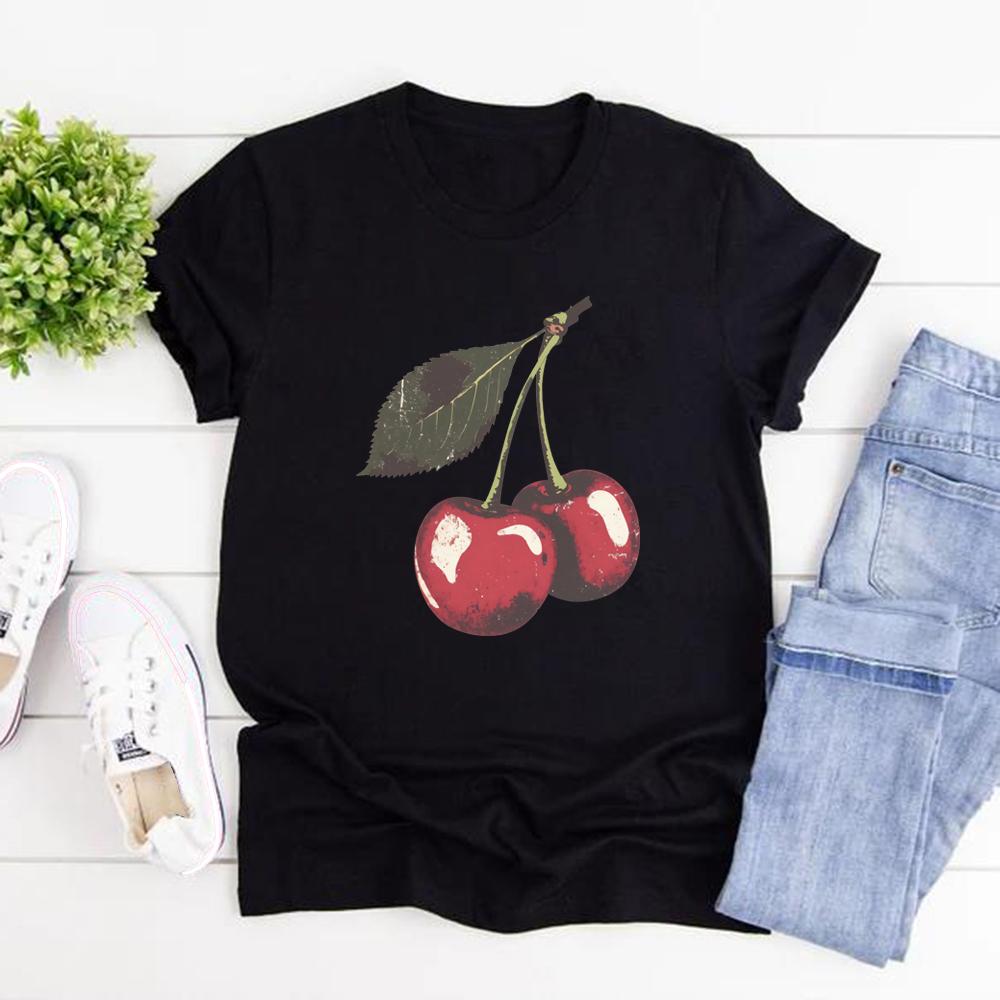 Vintage Kirschhemd T-Shirt Frucht T-Shirt Sommer Damen T-Shirts Freizeit Kurzarm T-Shirts Kirschliebhaber Geschenk Retro Damenbekleidung