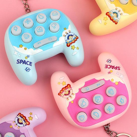 Cartoon Handheld Game Keychain with Whack-a-Mole LED Light Mini Electronic Toy Pendant for Bags Backpacks Fun Grab Machine Prize Gift for Kids Teens