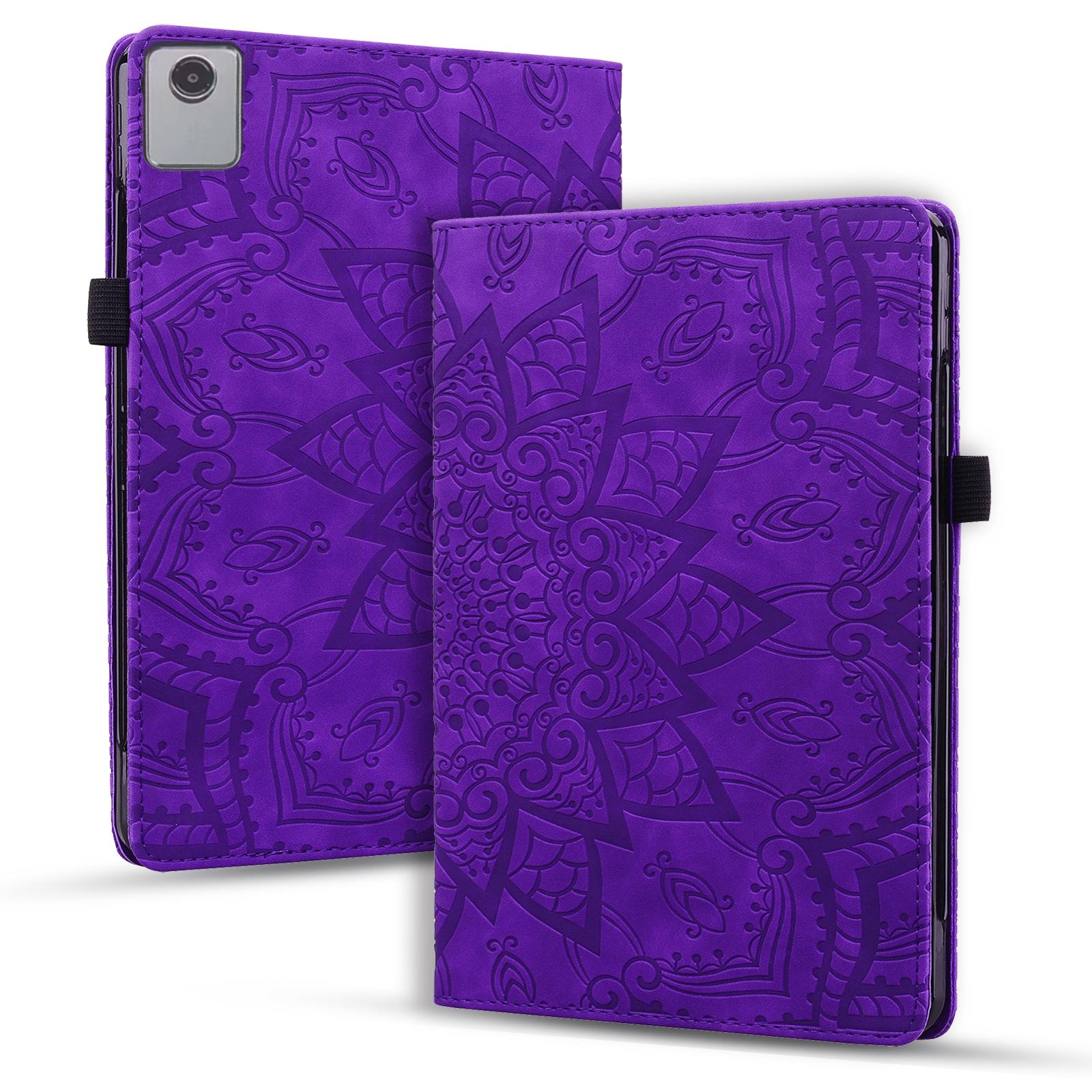 

For Lenovo Xiaoxin Pad 11 2025/Tab K11 Gen 2 TB336/Tab M11 Tablet Case Card Slots Leather Cover Flower Pattern Purple