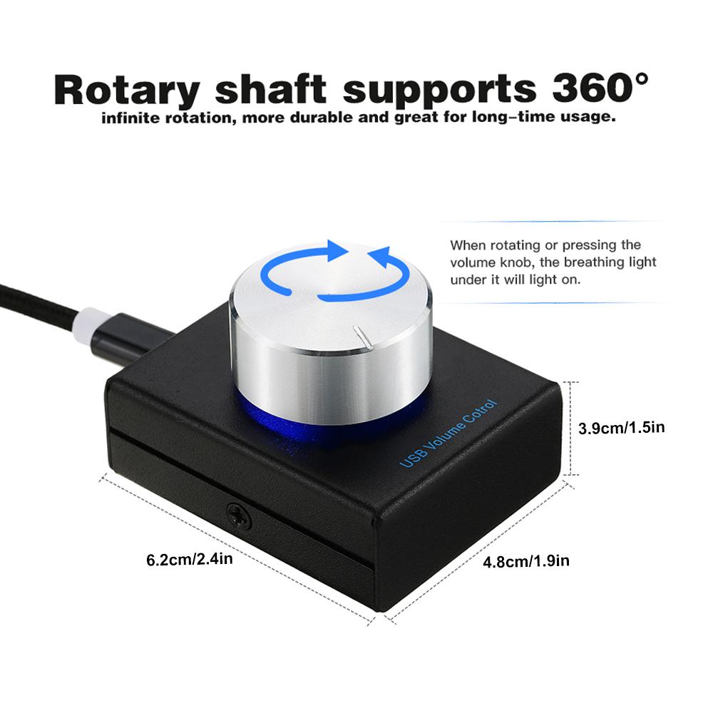 USB Volume Control Computer Speaker Audio Volume Controller Adjuster with One Key Mute Function PC