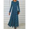 Elegant Women's Long-Sleeve Maxi Dress, Round Neck Long-Sleeve Dress, Printed Fabric, for Home, Vacation, and Commuting, Soft and Breathable Fabric