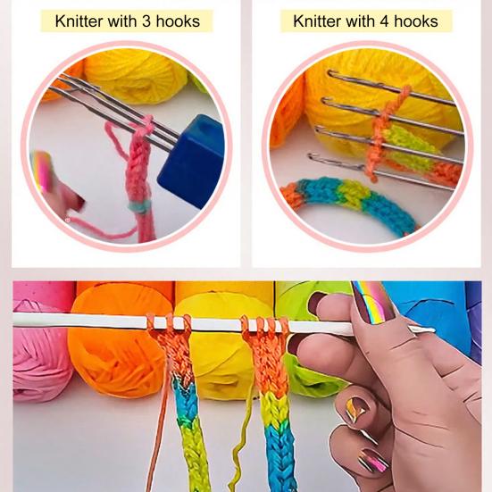 3/4-Latch Hook Cord Knitting Tool DIY Binding-Off Edging Knitting Projects Crochet Tool Yarn Weaving Crocheting Needle Hook