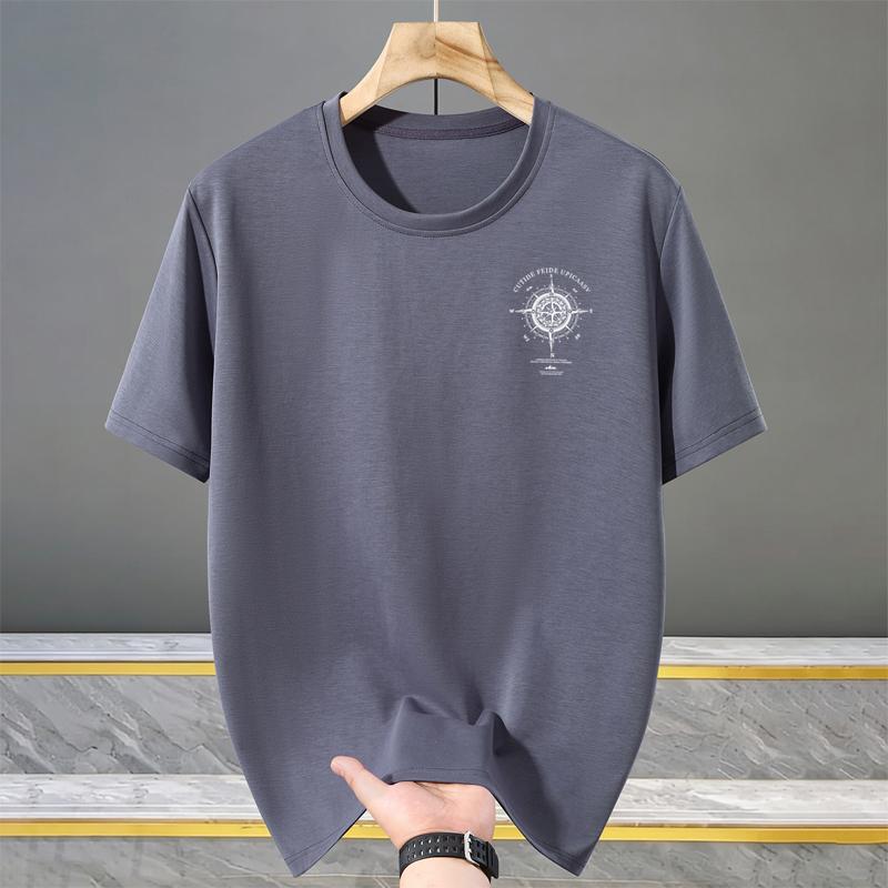 Men's Plus Size Compass Print T-Shirt – Back Graphic Crew Neck Short Sleeve Tee (5XL-13XL)