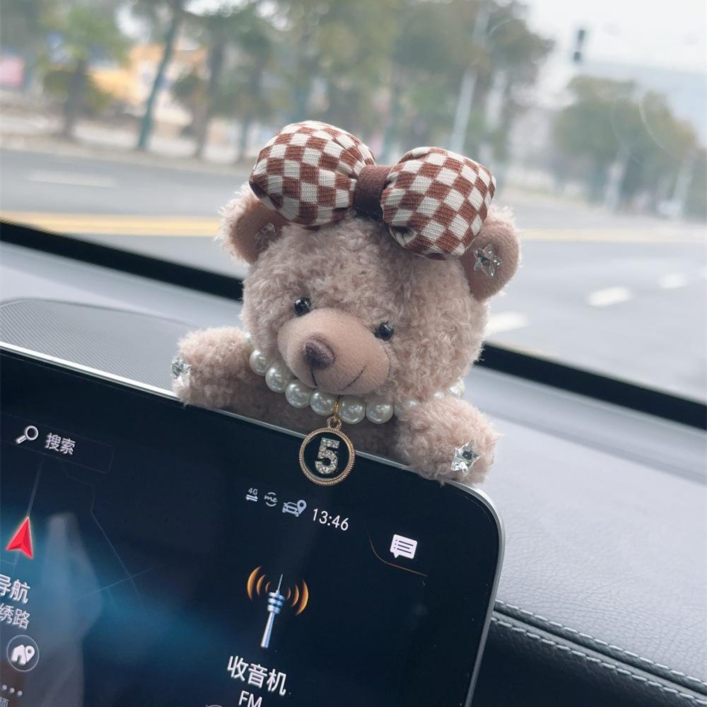Car Interior Decor Accessories Plush Bear for Car Center Console Decoration cute Car Accessories for Auto Home Office Decor Gift