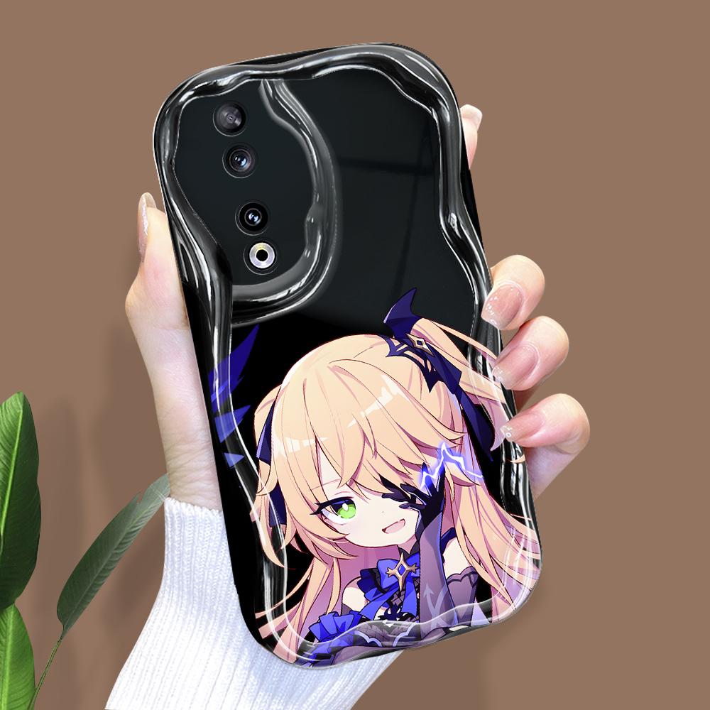 Cute Cartoon Pattern Cream Texture Casing Wavy Edge Soft Silicone Cover Phone Case for Huawei Honor Infinix Tecno iPhone