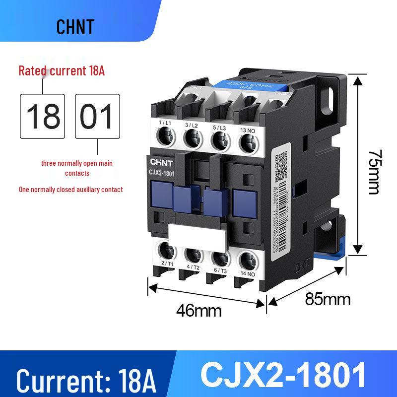 Zhengtai Kunlun AC Contactor CJX2-1210, 220V/380V, 3-Phase, NO/NC