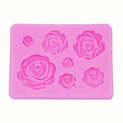 DIY Handmade Soap Chocolate Fondant Baking Mold 7 Even 3D Rose Flower Cake Decoration Silicone Mold