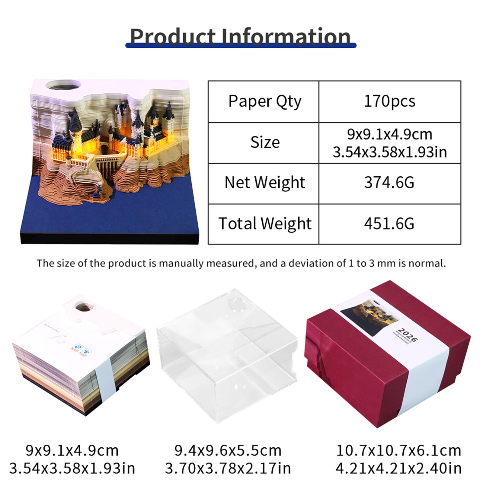 

2026 3D Art Calendar With Lights Home Office Desk Calendars Art Sculpture Household Desktop Decoration New Year Christmas Gifts