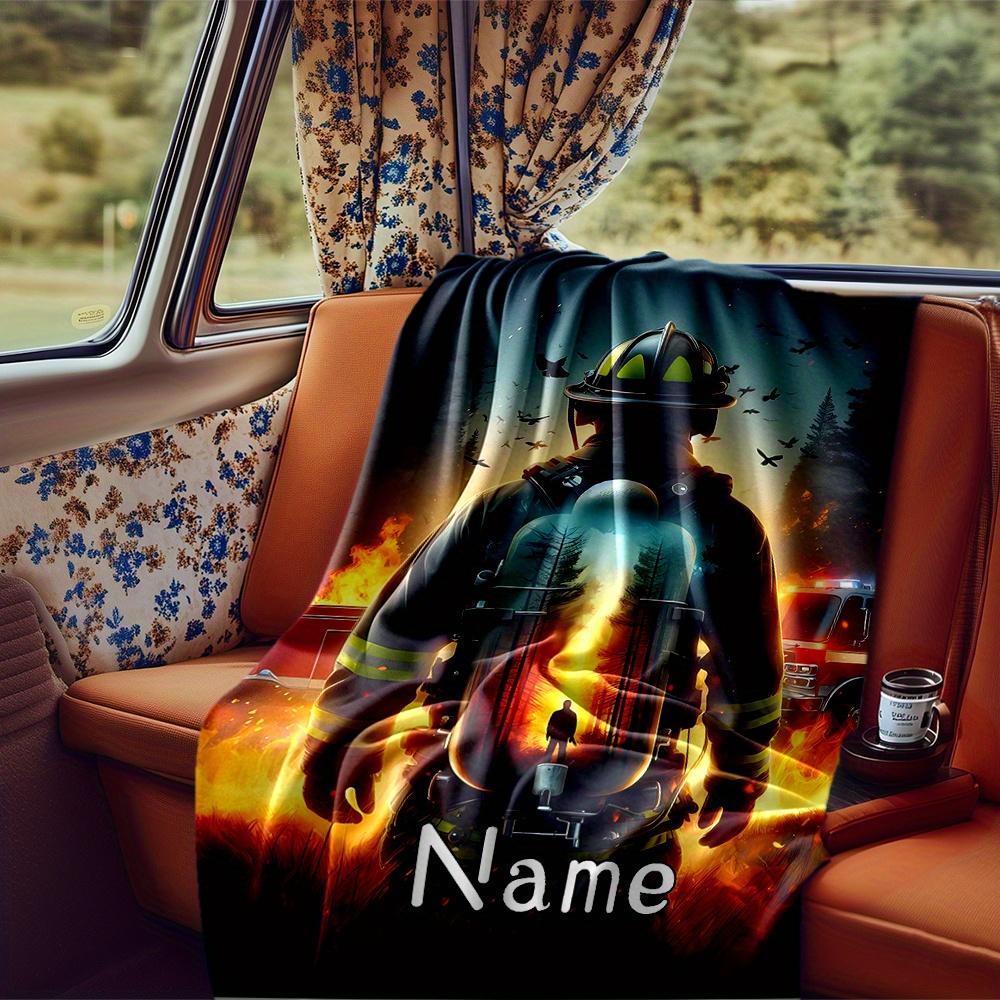 Firefighter Maltese Cross Emblem Blanket Personalized Name Soft Comfortable Stylish Blanket Car Blanket Perfect For Travel Camping Outdoor Home