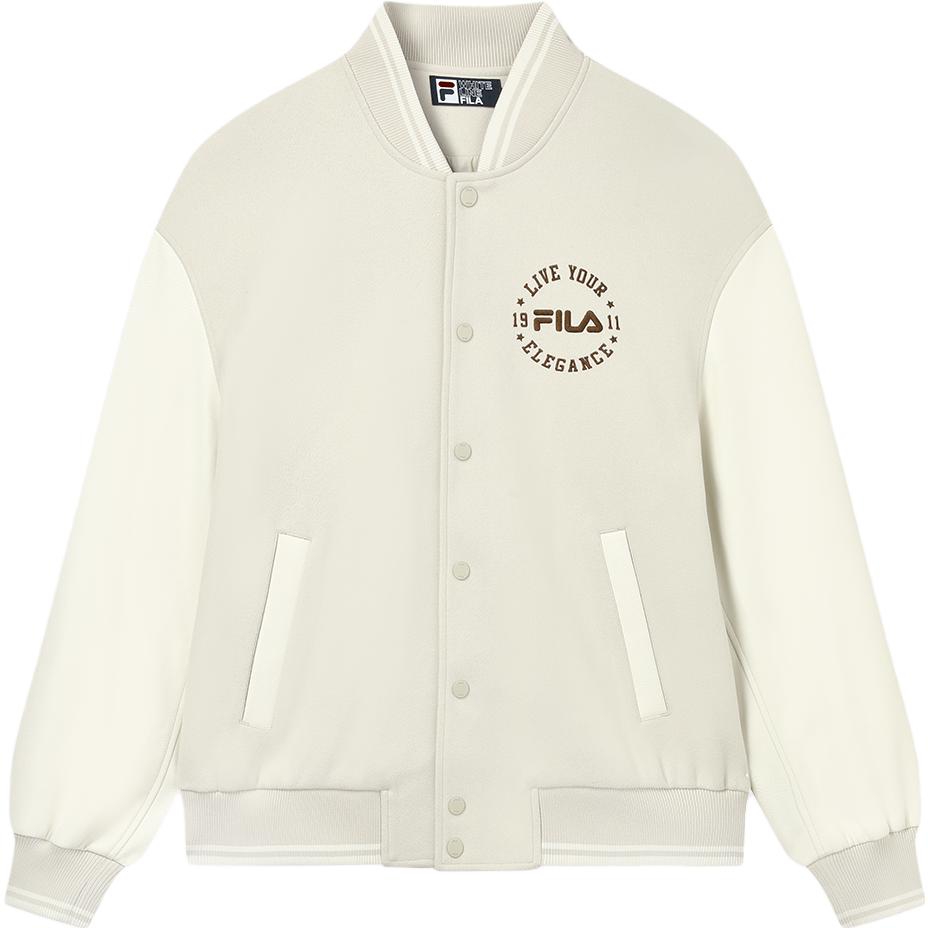 New FILA Baseball Jacket Unisex Wheat Straw Beige F11U339702FBG