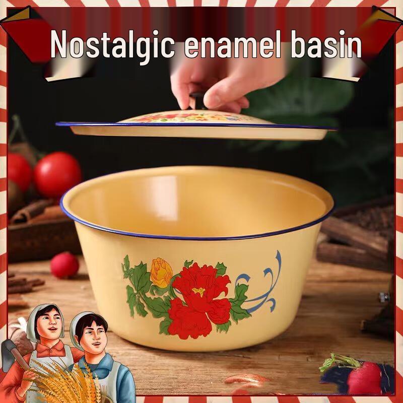 Retro Enamel Storage Bowl with Lid