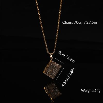 Neue Silberfarbene Vintage Kreuz Bibel Buch Anhänger Halskette Für Männer und Frauen