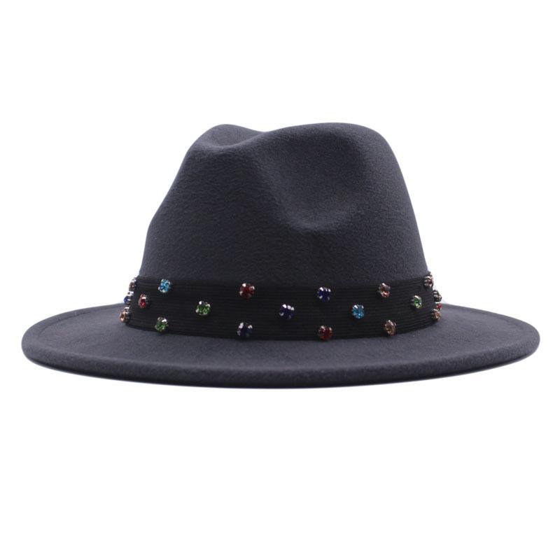 New Fashionable and Elegant Jazz Hat, Spring, Autumn and Winter Belt Woolen Casual Fashion Big-brimmed Lady Jazz Hat