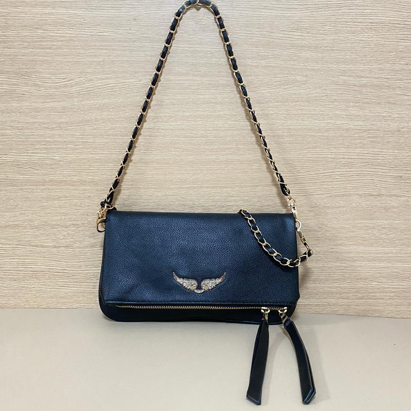 2025 new women's fashion zv bag fashion wings diamond envelope messenger bag French retro design shoulder bag