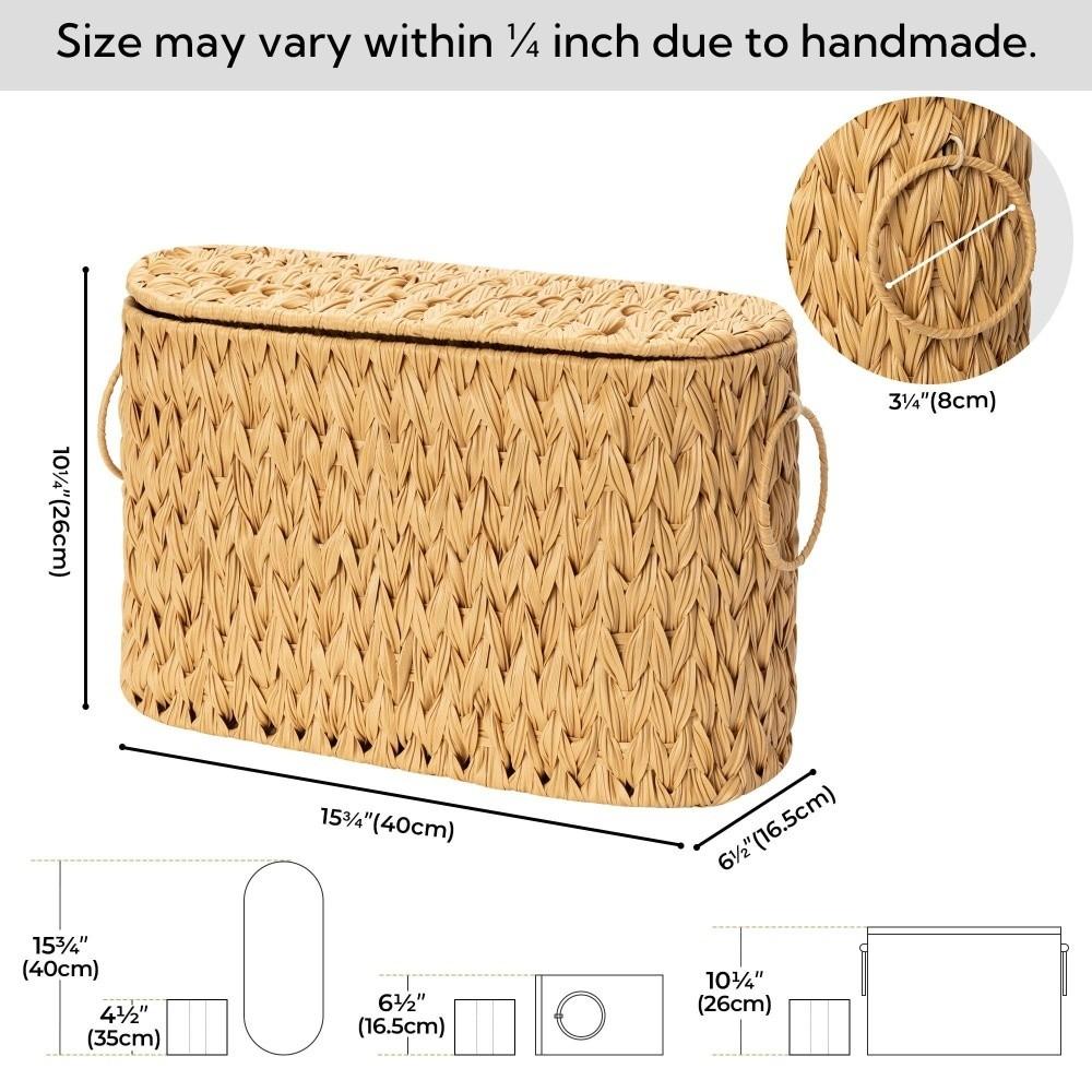 Water Hyacinth Toilet Paper Storage Baskets Large Capacity Wicker Woven Wicker Baskets Household with Lids