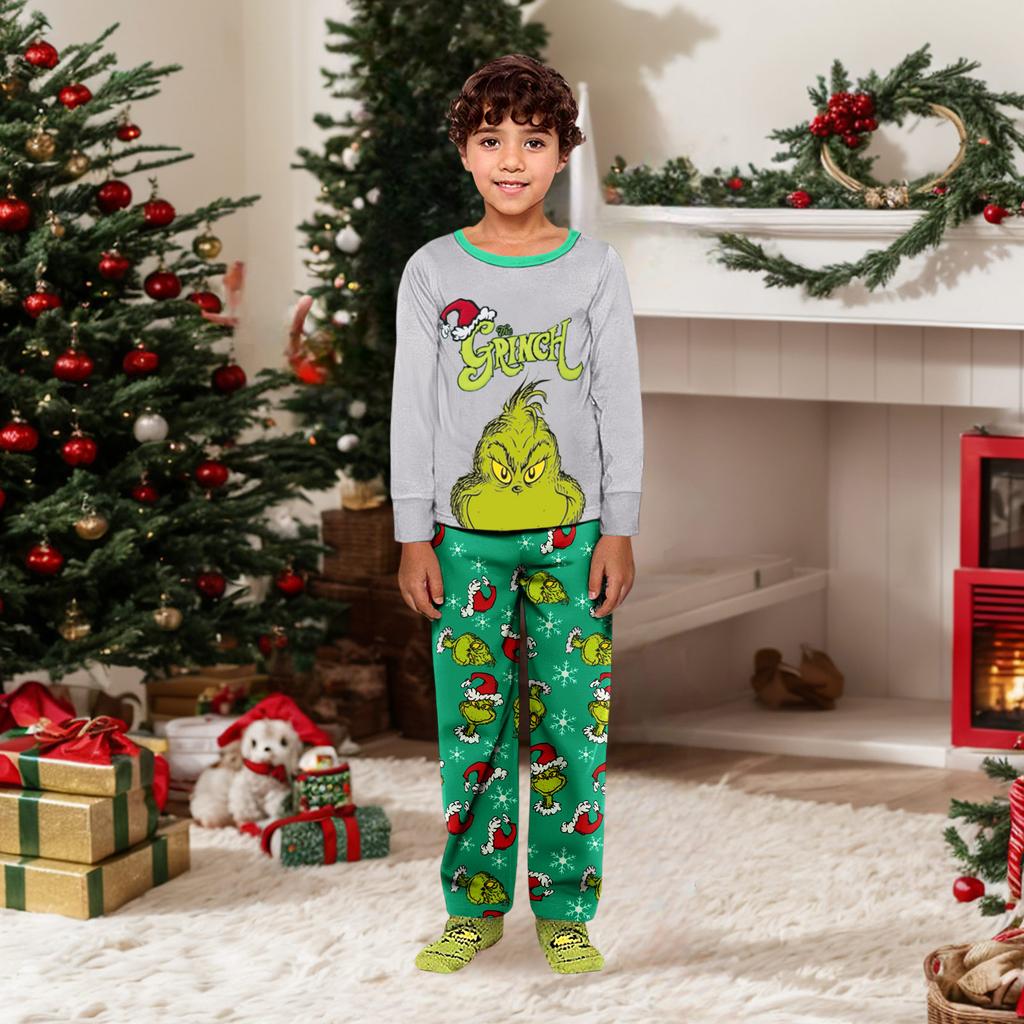 Parent-child Christmas Print Home Suit Long-sleeved Top And Pants