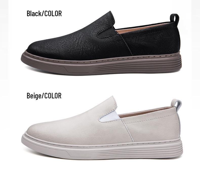 Autumn Men's Burnished Casual Slip-On Shoes - Breathable, Lightweight, Flat Board Shoes for Daily Wear