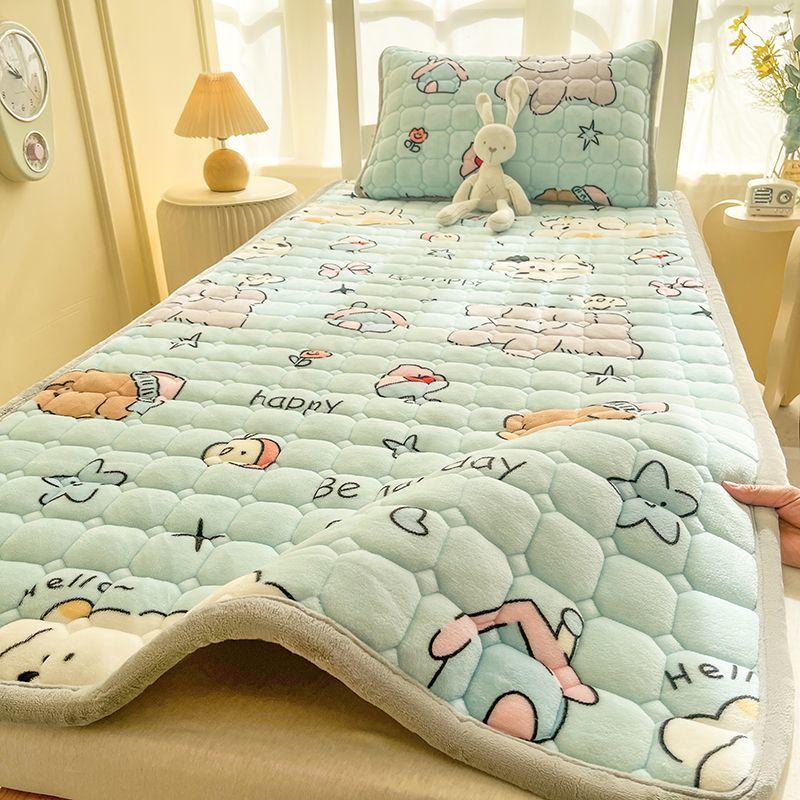 Fleece-lined and Thickened Milk Fleece Mattress, Mattress Pad, Quilt, and Soft Mattress Base