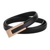 Fashion Leather Slim Waist Women's Matching Dress Suit and Jeans Black Belt Luxury Metal Buckle Soft Cowhide Belt