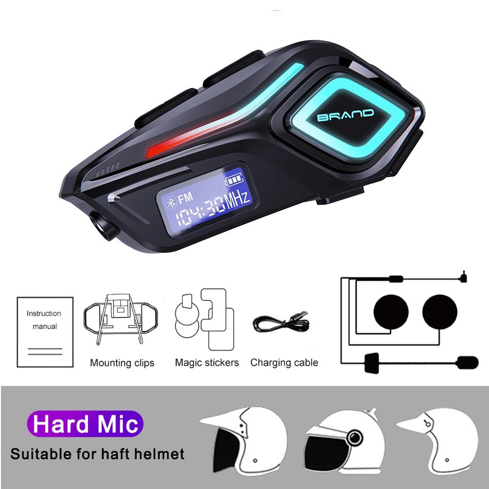 Motorcycle Bluetooth Helmet Headset IPX8 Waterproof  Wireless FM Radio With flashlight Hands-free Stereo Support All Kind Helmet