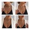 Vintage Pearl Choker Necklace for Women Gothic Layered Splicing Clavicle Chain