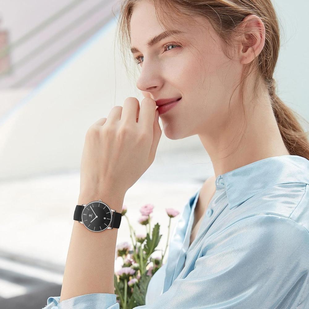 Ben NeviS Men S Watch minimaliSt faShion Simple Analog Date Leather Strap  43 Gj