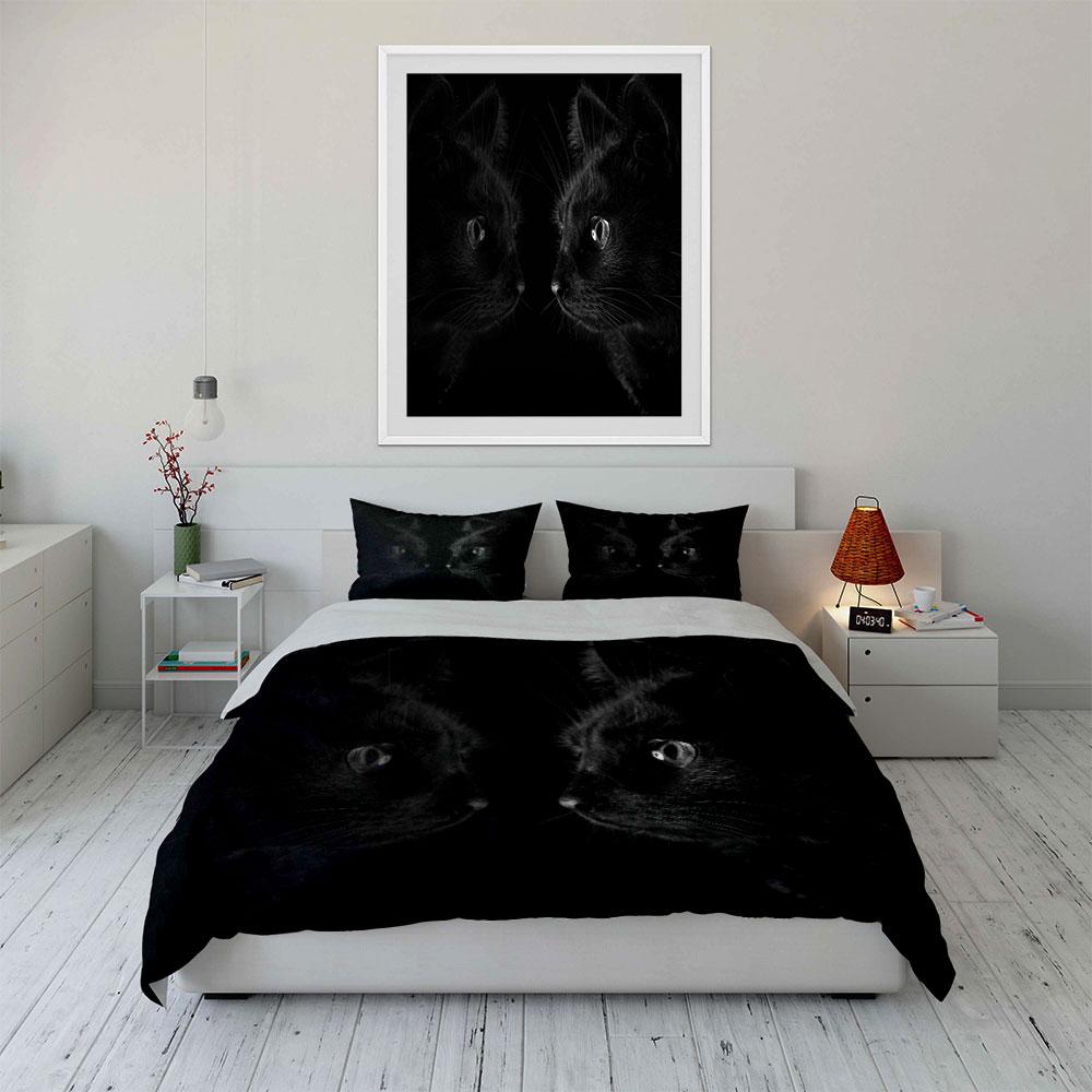 Black Cat Reflection Bedding Set Bedding Duvet Cover Set Duvet Cover Pillowcases (1 * Duvet Cover 2 * Pillowcases, Without Duvet Insert)