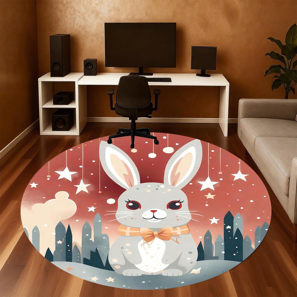 1pc Rabbit Stars Round Chair Mat Office Area Rug - Non-Slip, Floor Mat for Office, Bedroom, Ideal Home Decor Gift C0112131