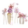 4-Piece Hair Ornament Set: Flower and Butterfly Design, Cute U-Pin Hair Accessory for Kimono, Yukata, and Hakama, Stylish Hair Accessory for
