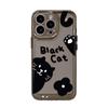 Cute Little Black Cat for iPhone17promax Space Phone Case Apple 16 Transparent 14/13 Fine Hole 15