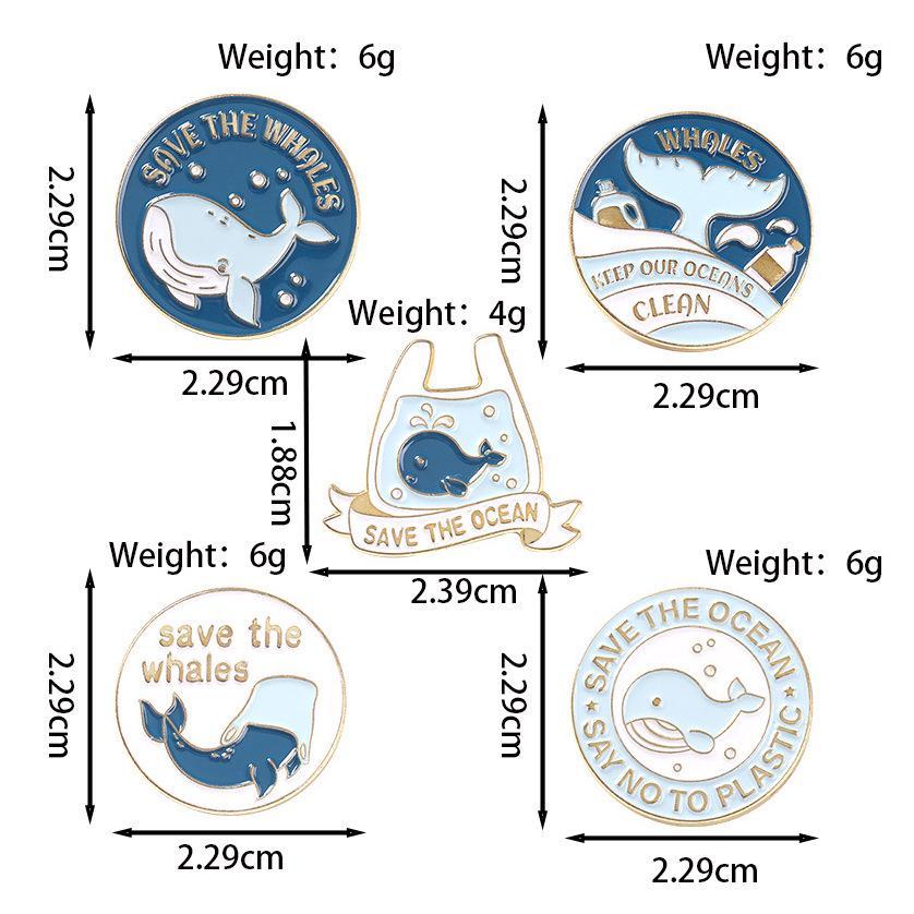 Whale Cartoon Badge: Protect Whales Clothing and Bag Accessory
