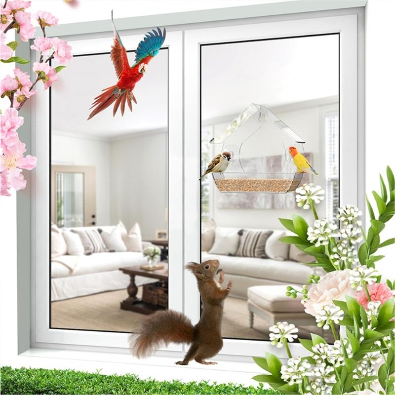 Clear Window Mounted Bird Feeder 360 Degree Visibility Window Feeder For Home Or Office Use Bird Observation Accessory