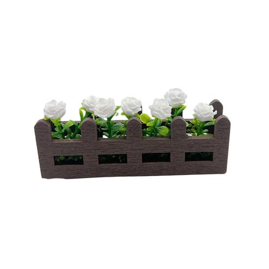 Miniatur Blumen Zaun Pflanzkasten Mini Hochbeet Figure Modell 1/12 Maßstab Puppenhaus Feengarten Dekoration Zubehör