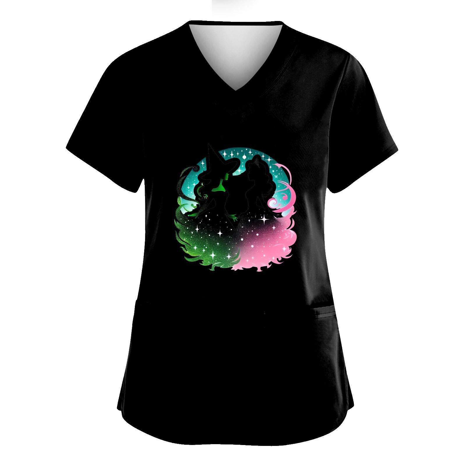 

Жіночий модний робочий одяг з V-подібним вирізом і короткими рукавами з принтованими кишенями XL кавун червоний колір