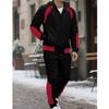 Conjunto de Fato de Treino Masculino com Capuz Outono Inverno 2025 Jaqueta com Zíper e Calças Conjunto de 2 Peças Roupa Casual Desportiva Conjuntos Masculinos