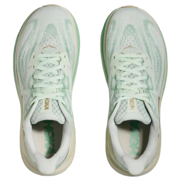 Hoka One One Clifton 10 Weit Bequem Vielseitig Atmungsaktiv Langlebig Niedrig geschnittene Laufschuhe Damensneaker Grün Grau Beige 1162050-SJD