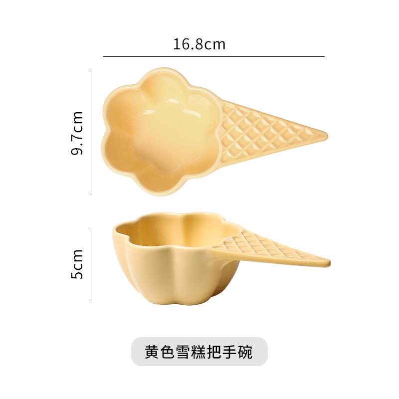 Eiscreme-förmige Keramik-Dessertschale Frühstücksschalen Griff Nudelschale Essteller Obstteller Suppenschalen Snackschalen Tablett