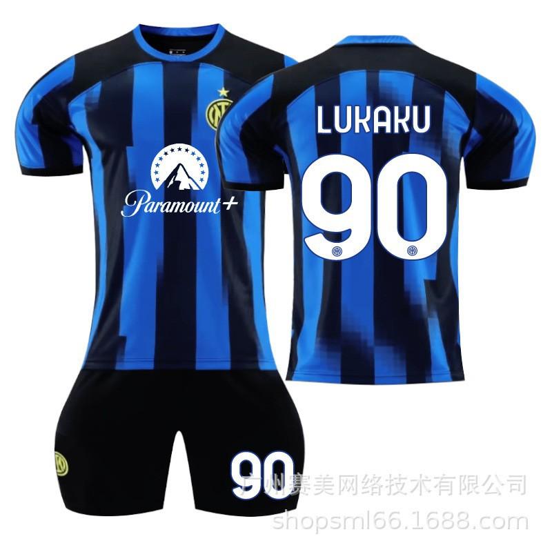 2324 Inter Mailand Heim Nr.. 90 Lukaku 10 Lautaro 23 Barrera Fußballtrikot Set
