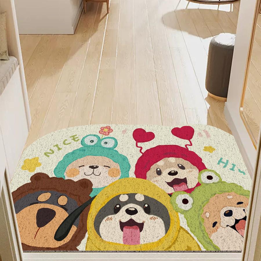 Non-slip Cartoon Welcome Mat - Mud & Dust Removal, Cuttable Entrance Mat for Hallway