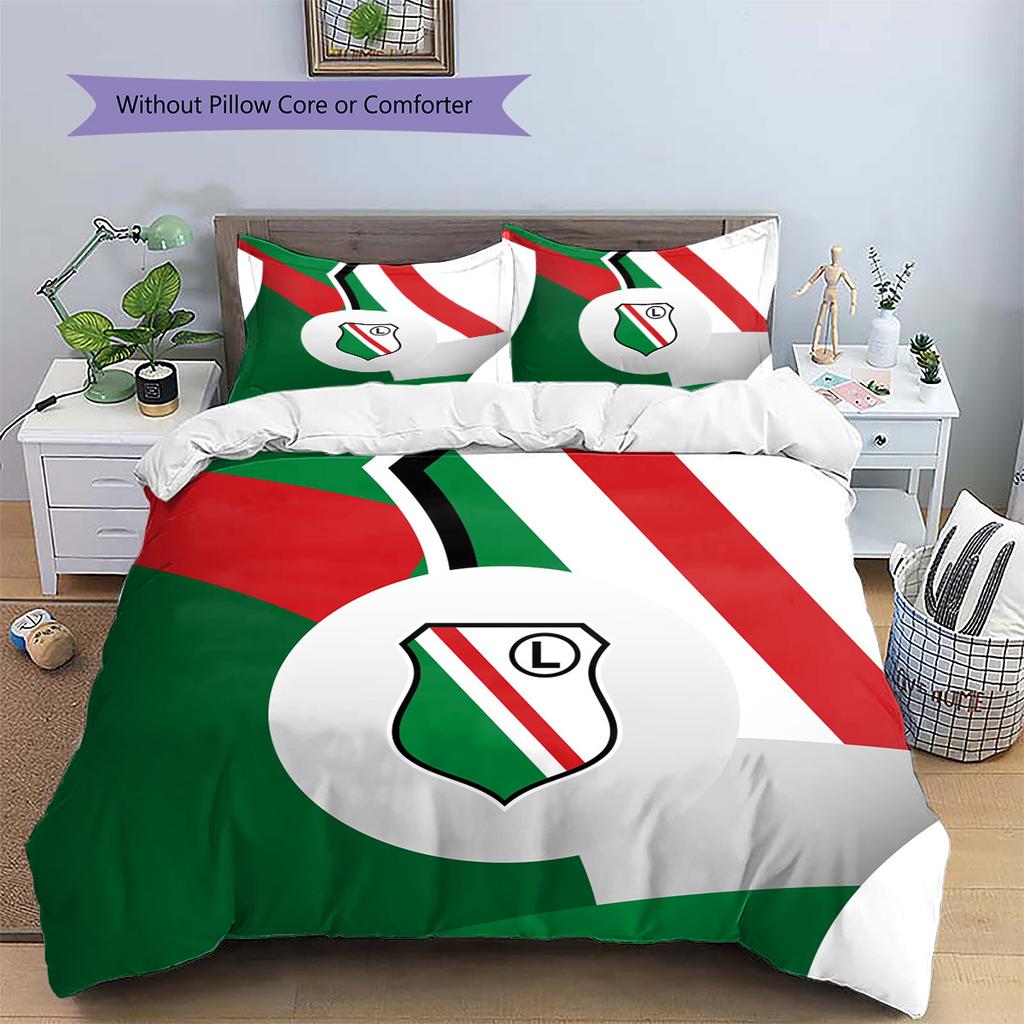 Legia Warsaw Pattern Bedding Quilt Set Home Decoration Gift (1 * Duvet Cover + 2 * Pillowcase Without Core)