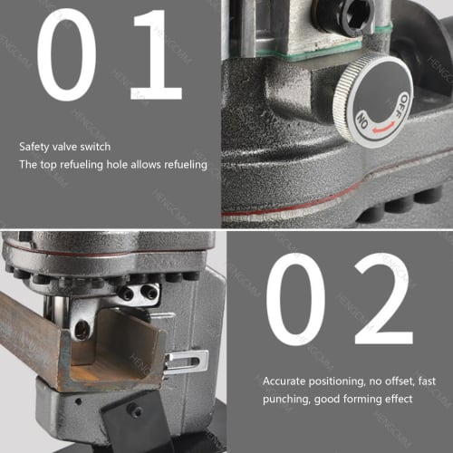 Elektrischer Hydraulischer Lochstanzer, 1300W Winkelprofilstahl Stanzwerkzeug, Hydraulischer Lochstanzer mit 5 Matrizen für Eisen-, Kupfer-, Aluminiumplatte und Winkel S