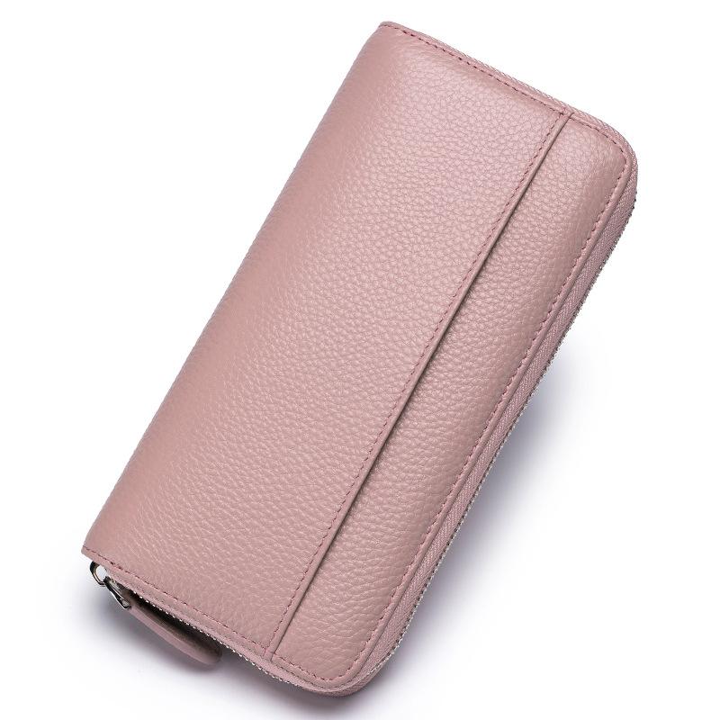 Cowhide Organ Bag, Long Zipper Lady's Wallet, Genuine Leather Large-capacity Clutch