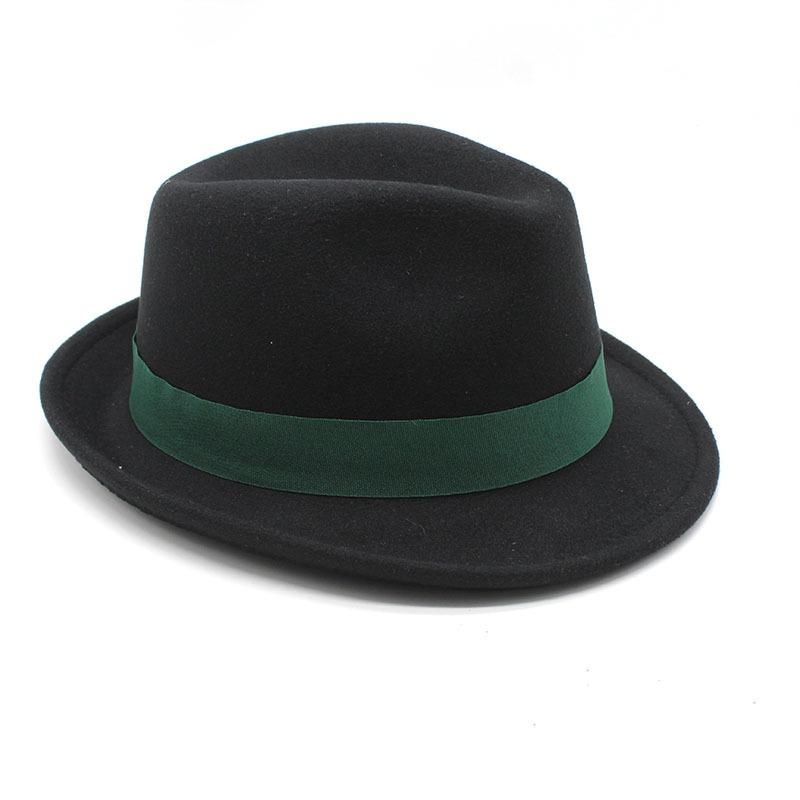 Herren Dicker Woll-Fedora-Hut mit Federbesatz Europäischer Stil
