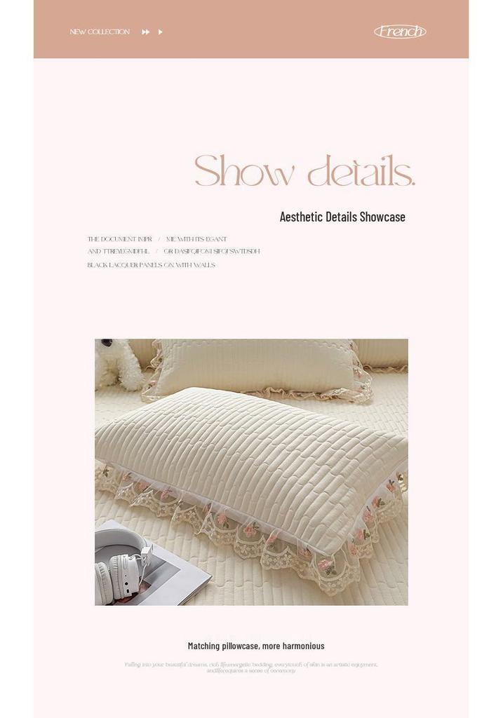 Korean Princess Crinkled Quilted Lace Bed Skirt: Thick Non-slip Mattress Protector