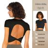 Lulu Women's Quick-Drying Yoga Top with Chest Pads for Pilates, Running & Fitness - Sexy Short Sleeve Design