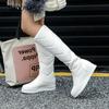 Winter Warm Plush Knee High Boots Women Comfy Flat Heel Snow Boots Slip On Platform Woman Long Boots Shoes Black Pink White 2025