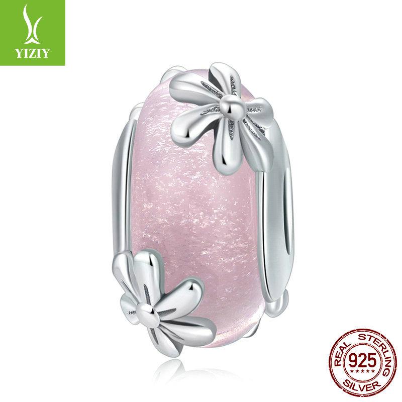 

S925 Sterling Silver Flower Glass Bead Ladies Bracelet SCC862