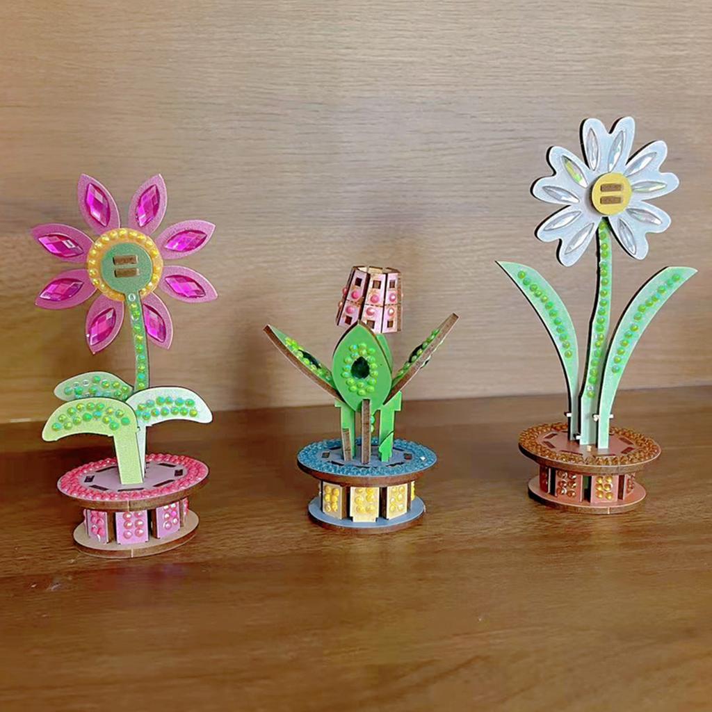 3D Puzzle DIY Wooden Flower Wooden Flowers for Crafts 3D DIY Wood Crafts Flower for Adults & Youngster