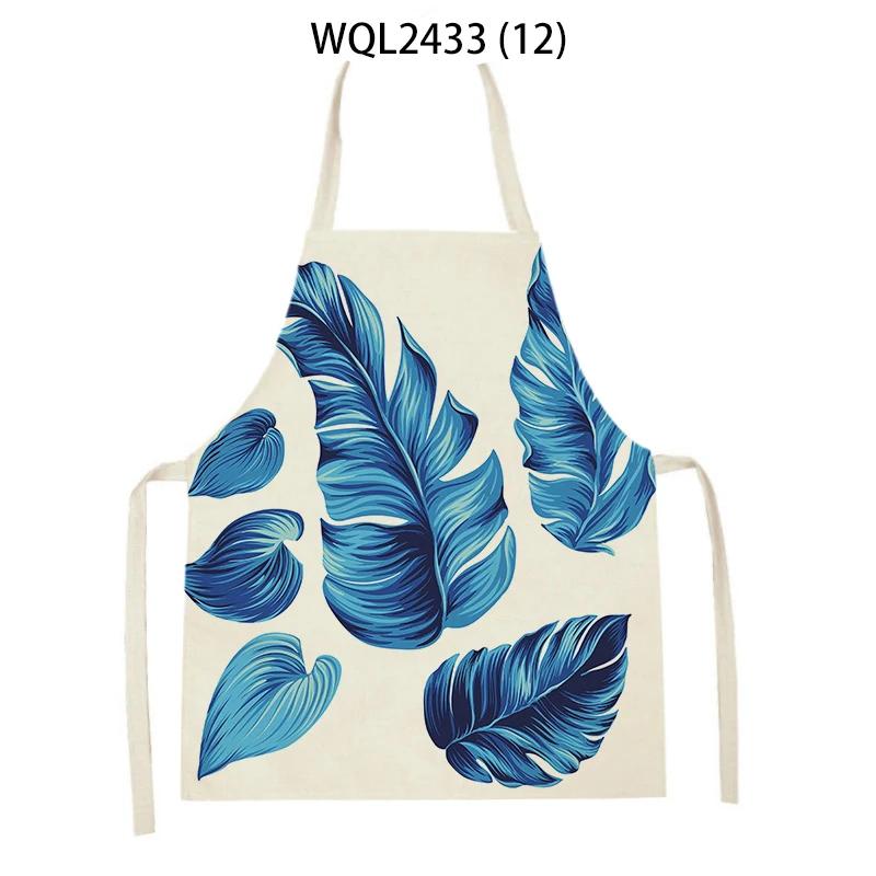 Forest Plants Leaves Pattern Cleaning Kitchen Aprons Men Women Home Cooking Accessories Apron Tree Print Linen Adult Kids Bibs